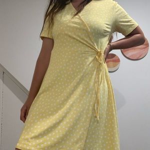 Yellow wrapped dress